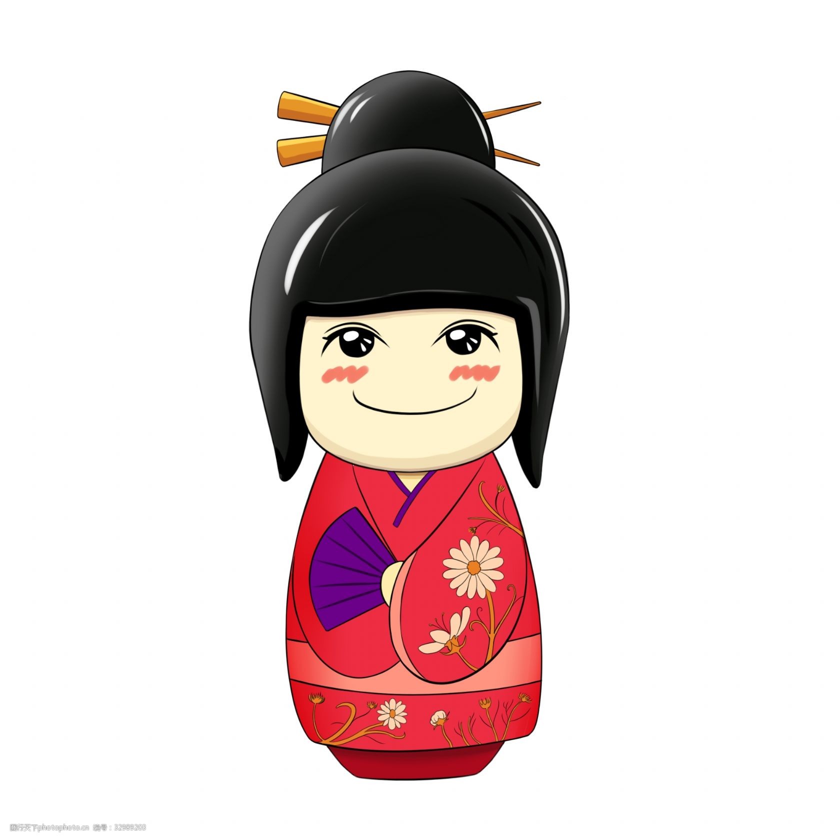 日本瓷娃娃装饰插画