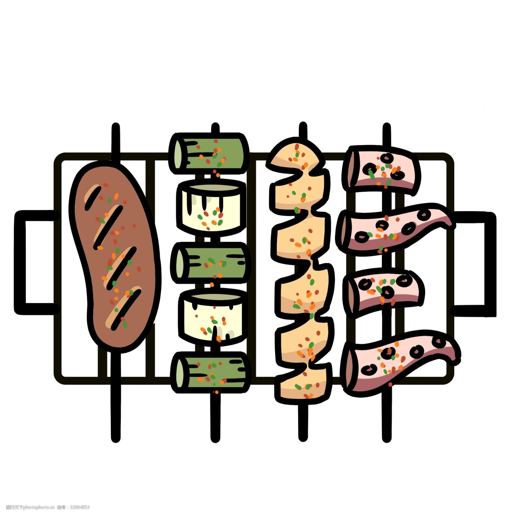 烧烤小吃卡通插画