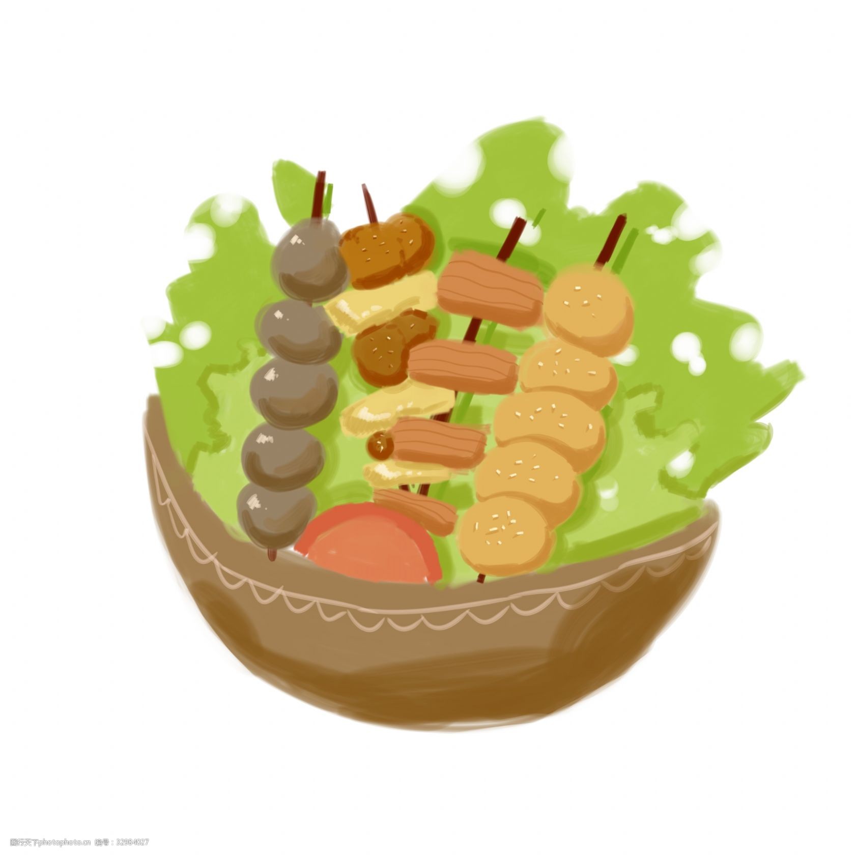 美味的小吃烤串插画