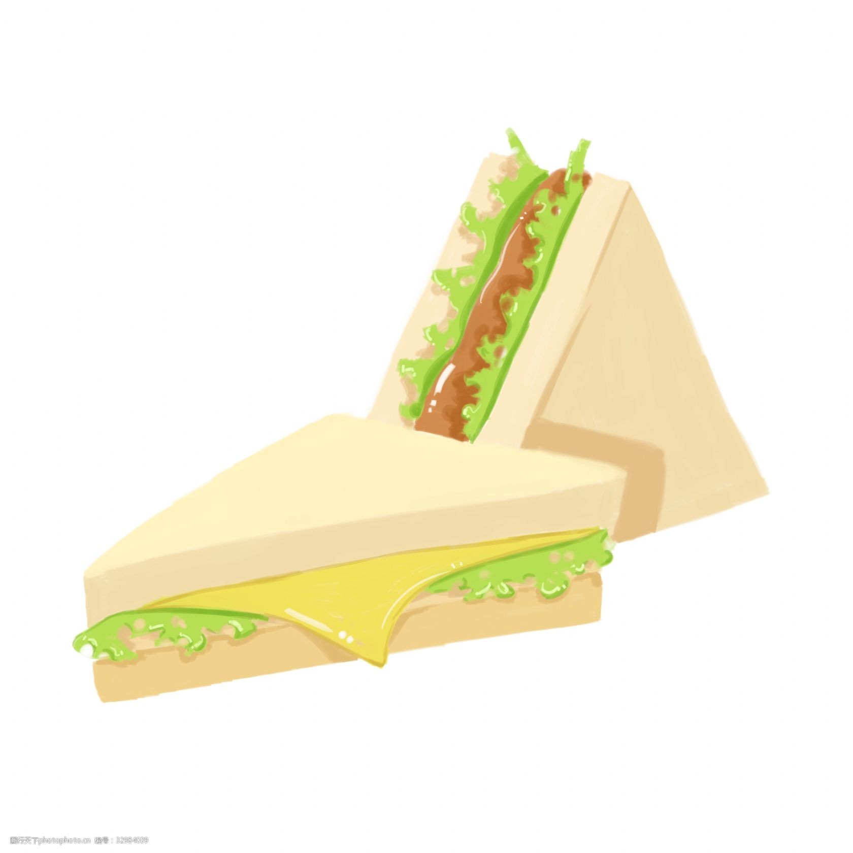 卡通插画 小吃插画 休闲小吃 美食插画 食品插画 小吃三明治