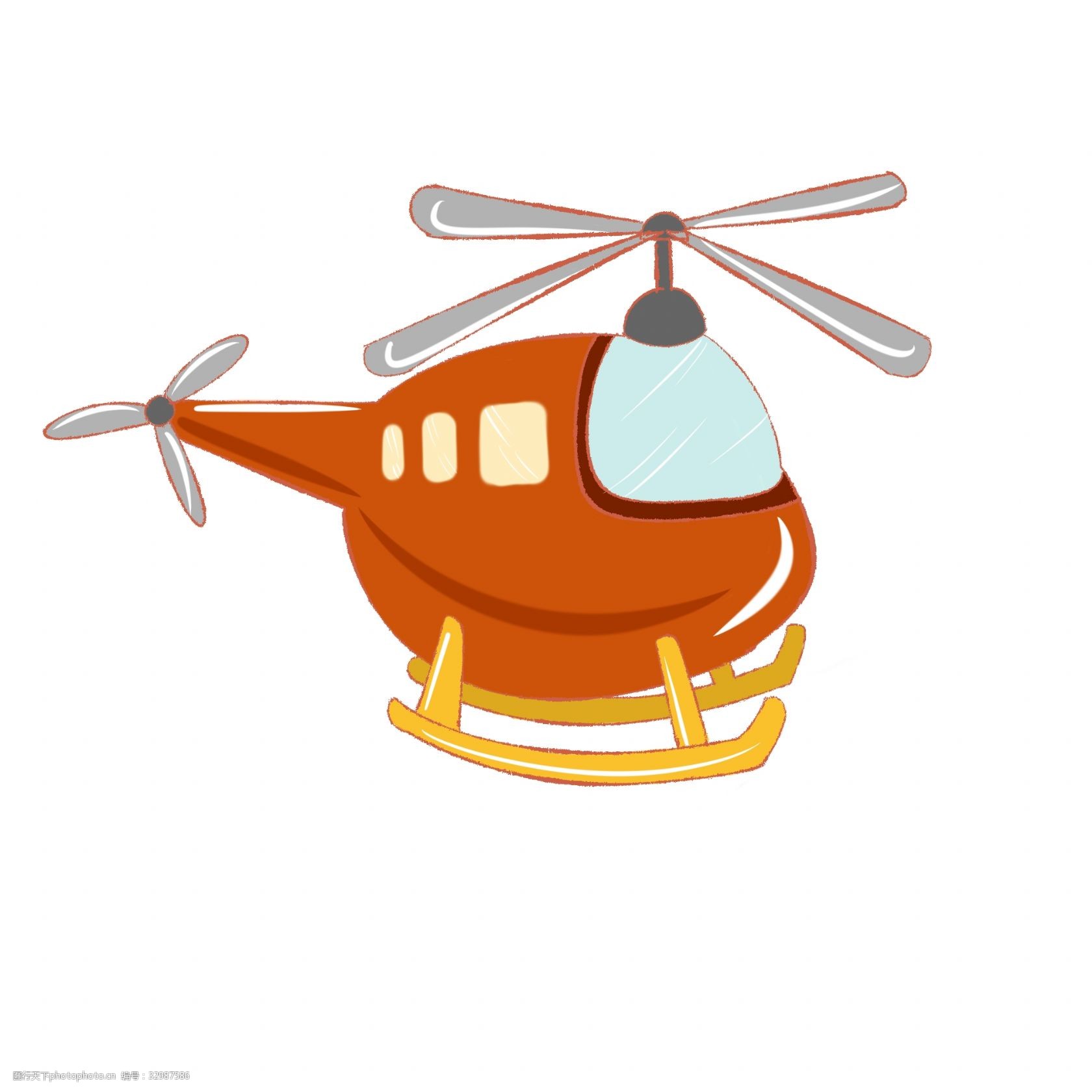 飞机 直升机插图 直升飞机 卡通飞机 橙色直升机 飞机插图 橙色 飞行