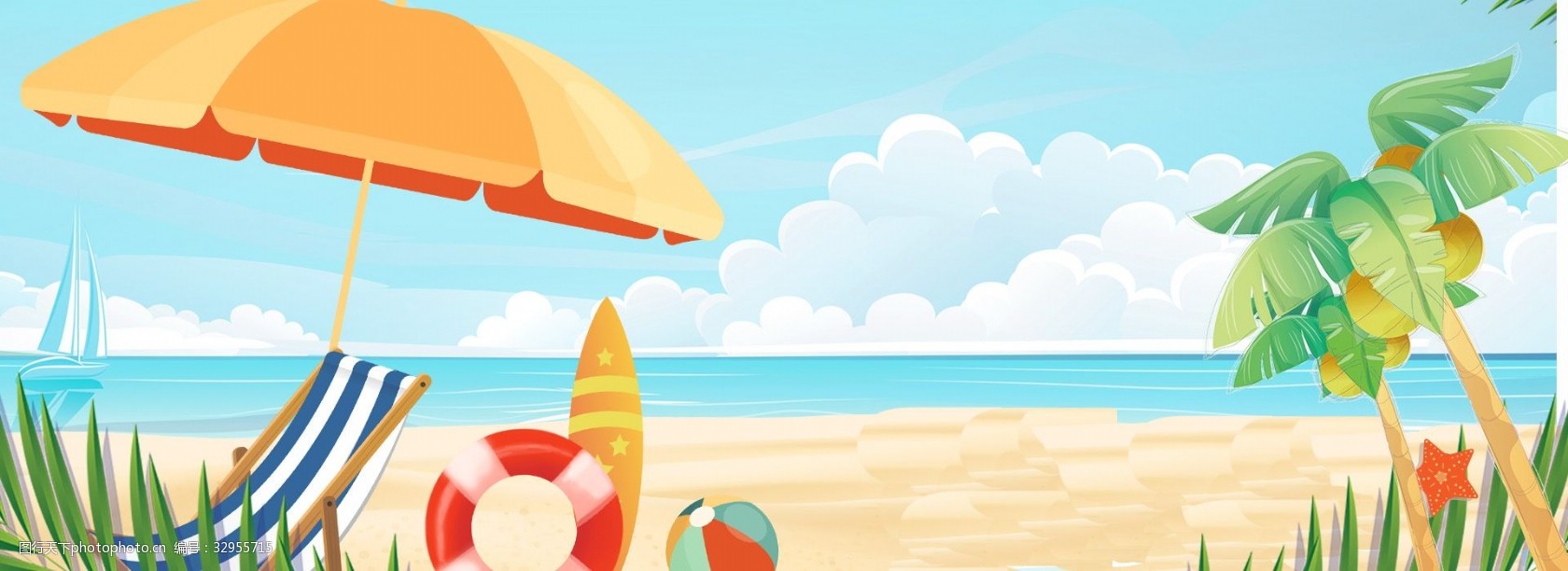 关键词:夏日蓝色清爽海滩 文艺 清新 卡通 手绘 绿色 自然 夏日 主题