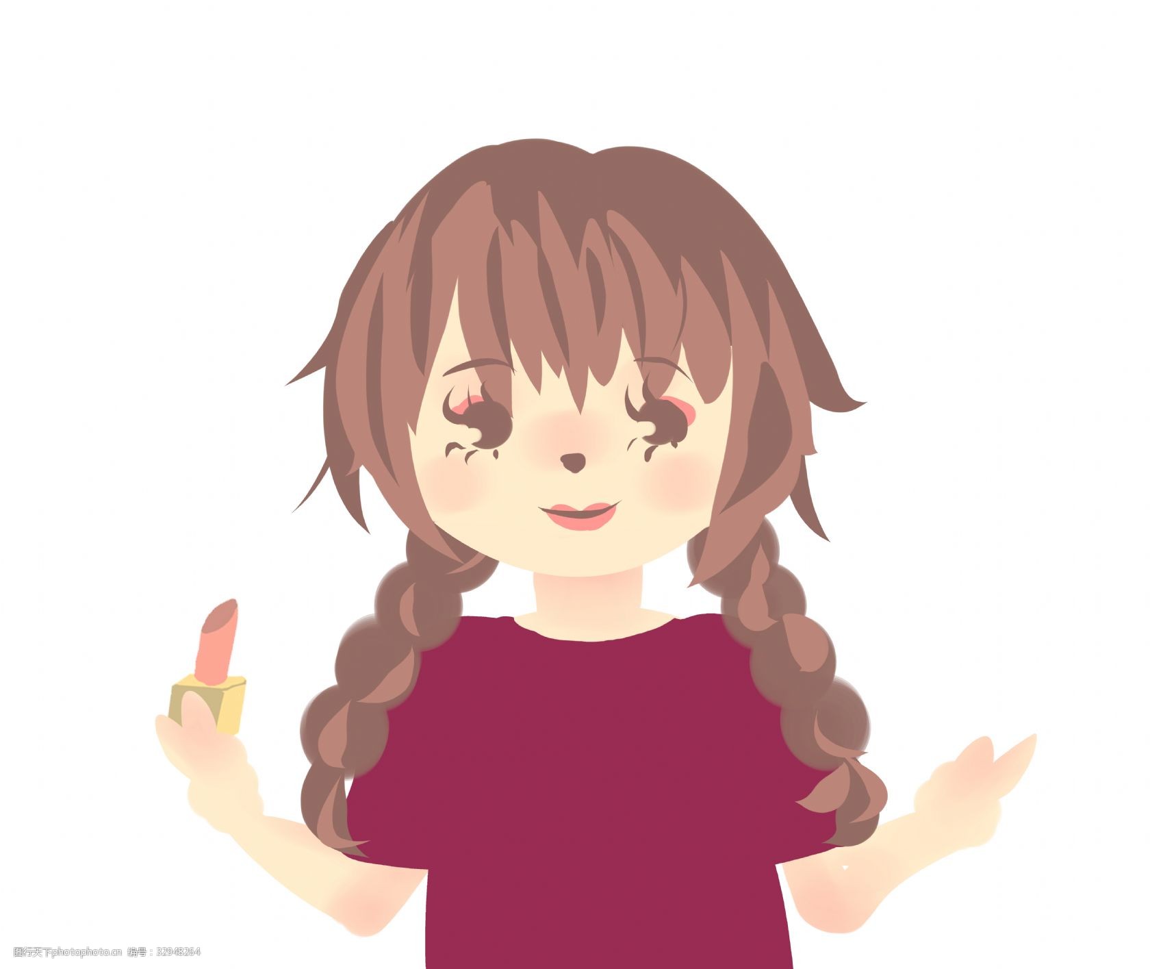 长发女孩涂口红头像