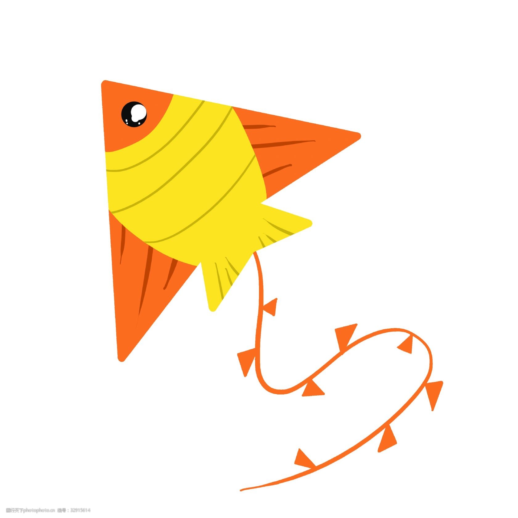 黄橙色小鱼风筝插图