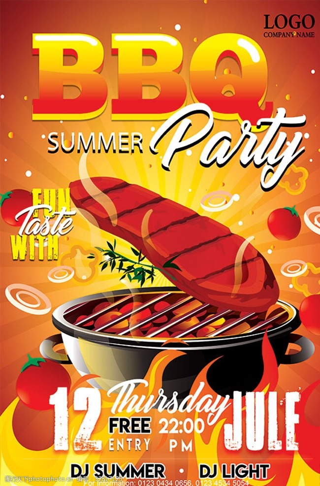 时尚bbq夏季烤肉派对海报