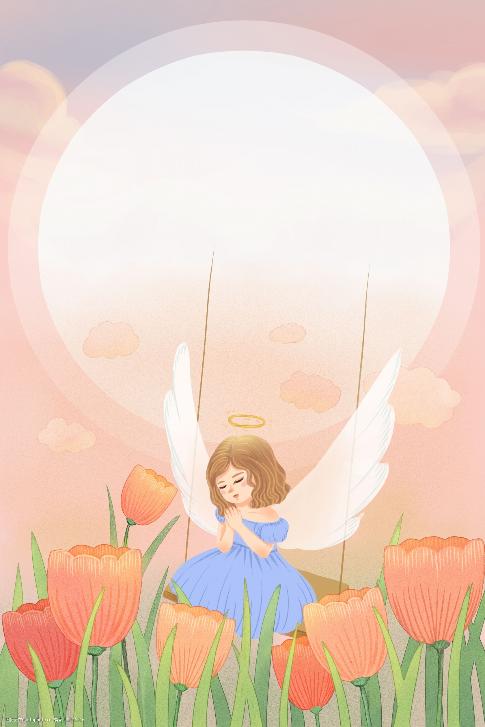 文艺天使女孩早安