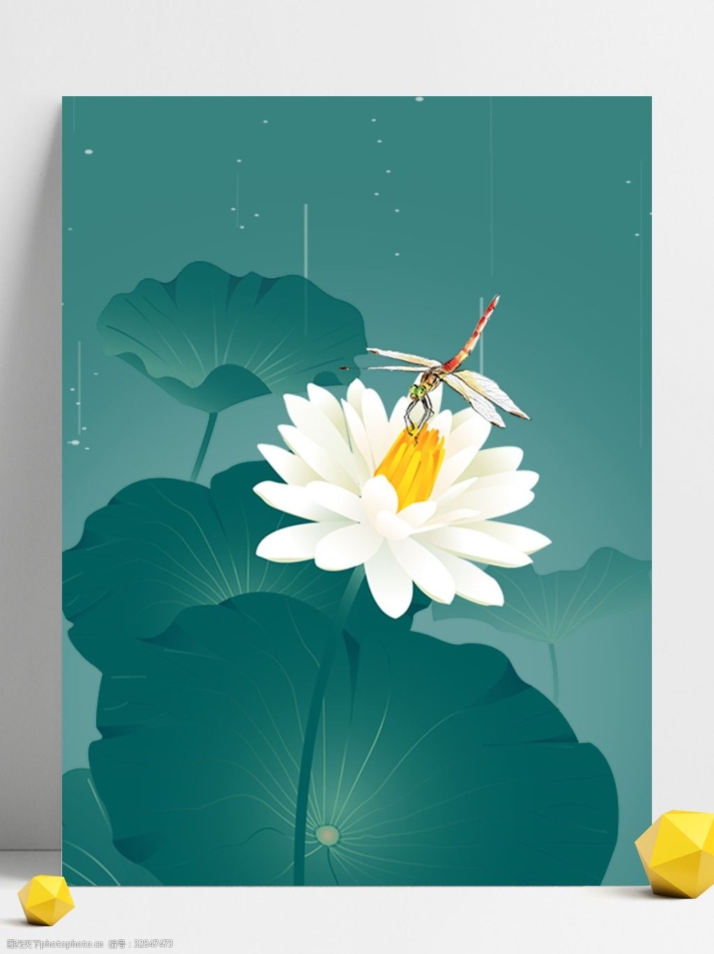 中国风背景 荷塘背景 赏荷花 插画背景 荷花背景 夏天背景 夏季背景