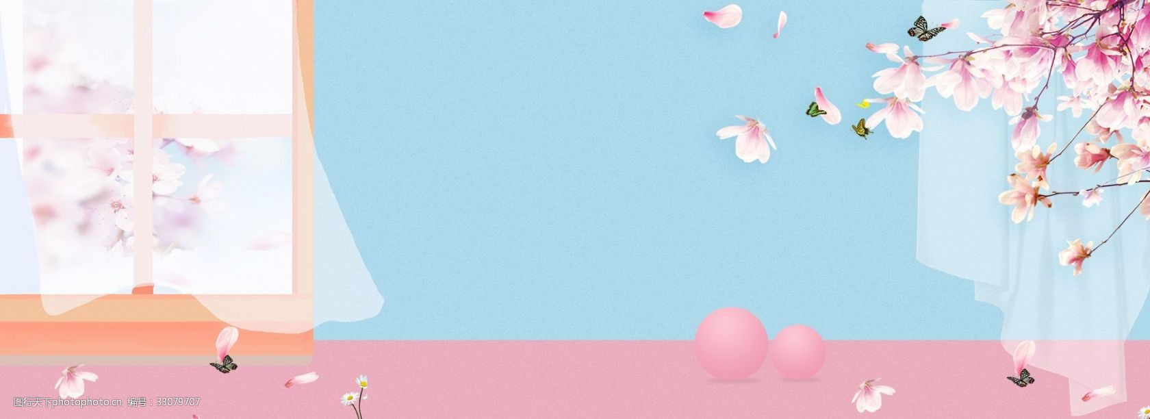 小清新简约窗户淘宝海报背景图