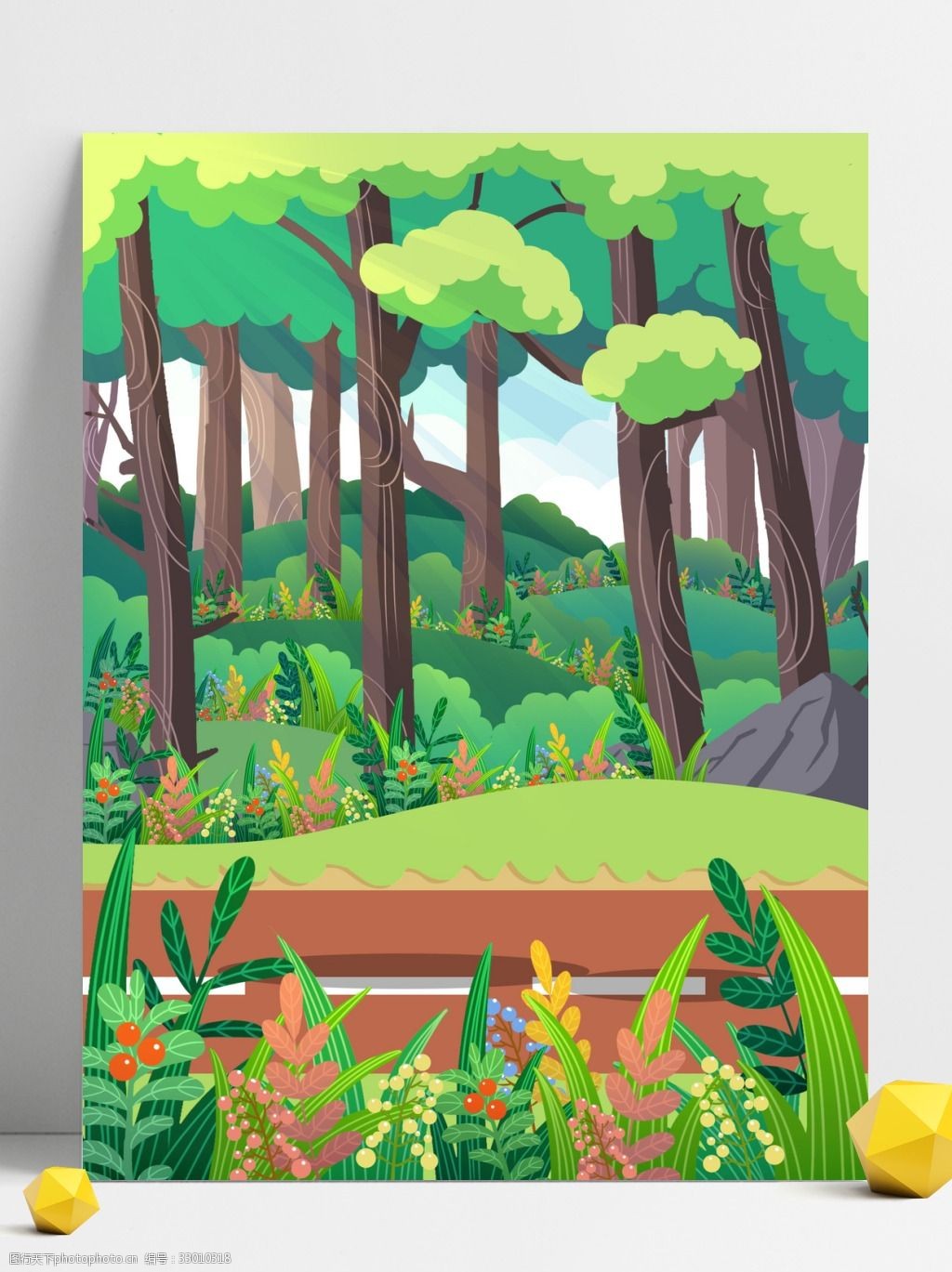 关键词:绿色植物树林草地风景 植物 树木 树林 卡通 彩色 创意 装饰