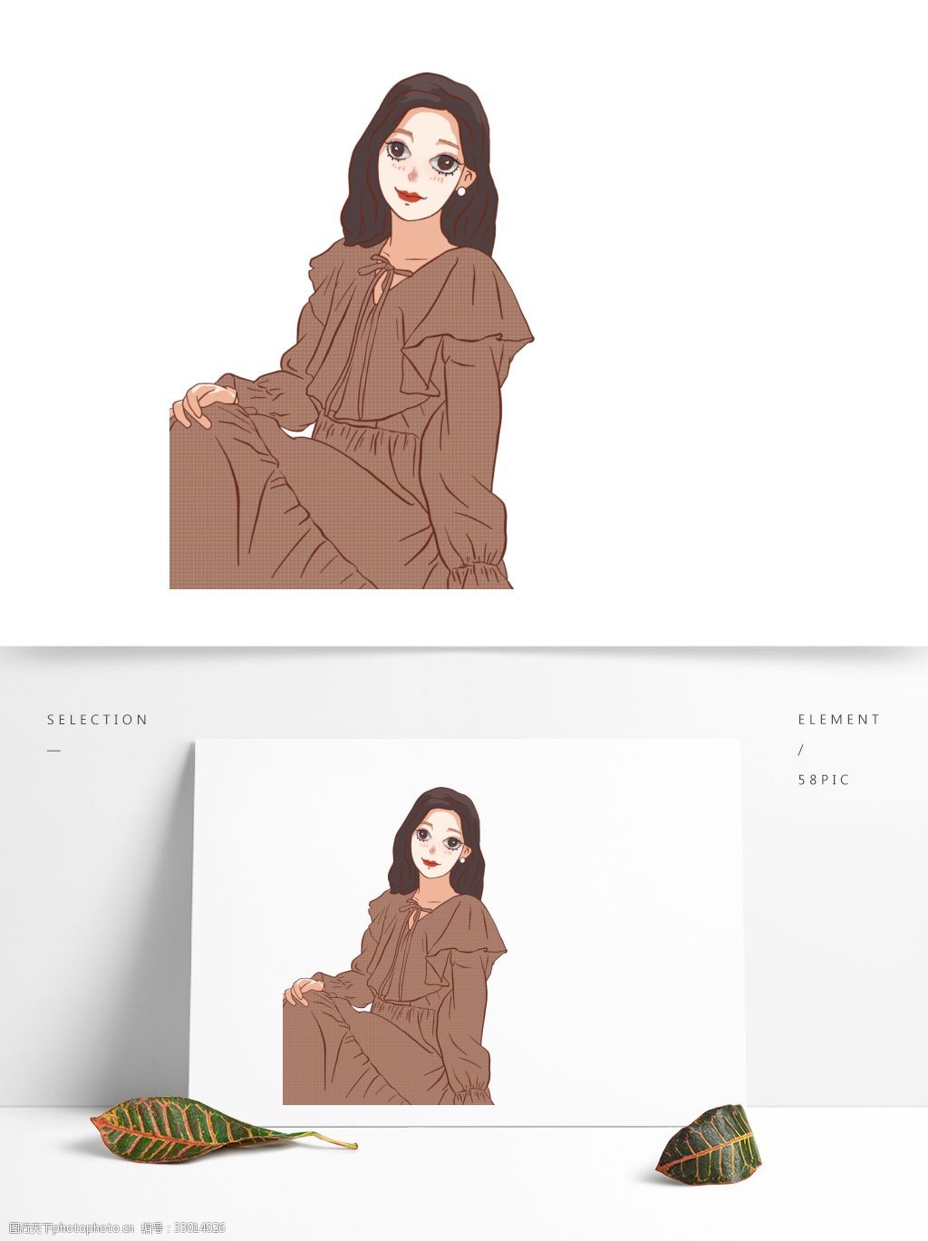 关键词:文艺复古穿着裙子的女孩插画设计 文艺复古 手绘 插画 女孩