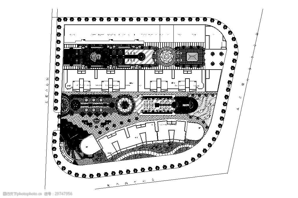 關鍵詞:某建築及周邊景觀設計平面圖 設計 園林 綠植 綠化 cad 建築