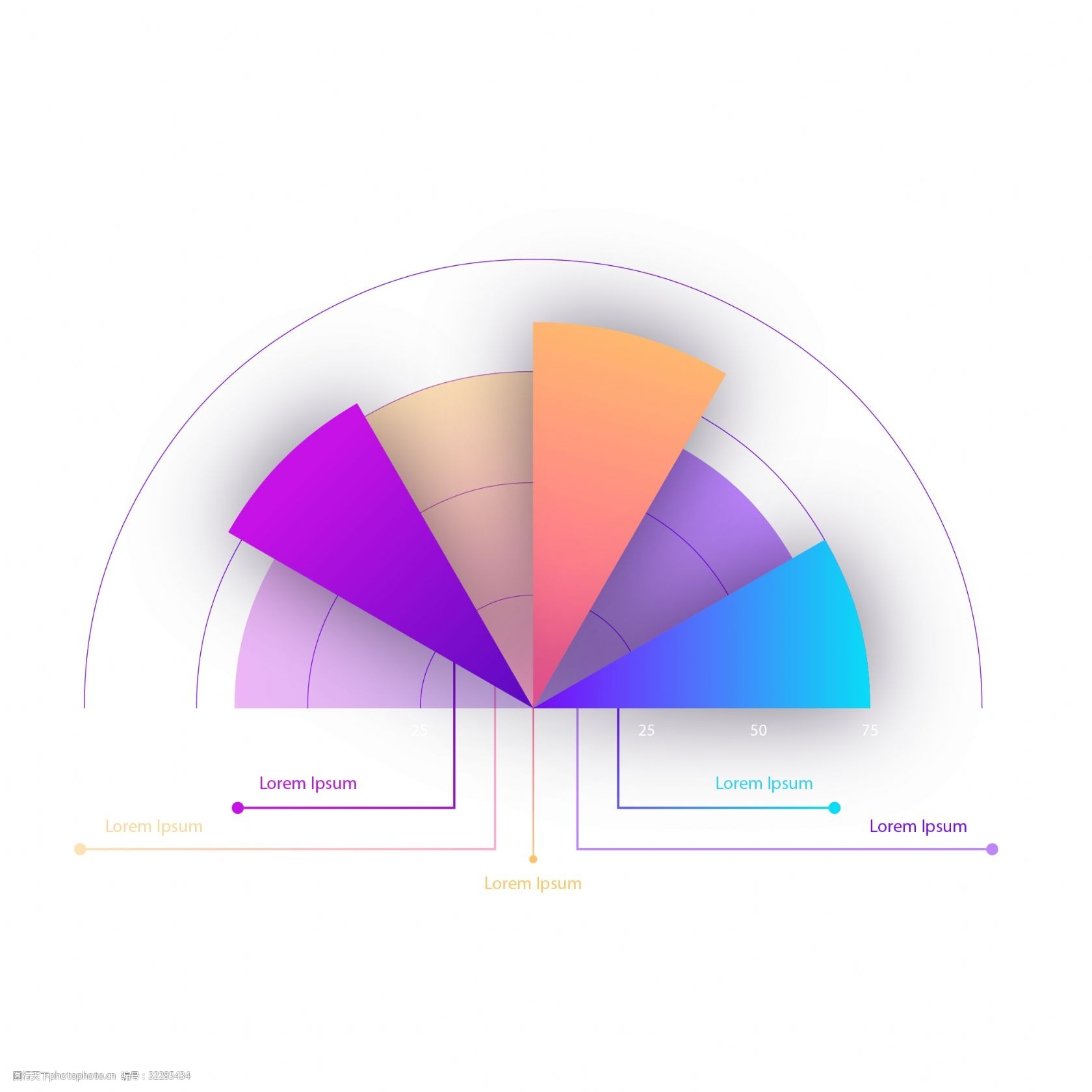 矢量数据分析ppt商务扇形图片-图行天下图库