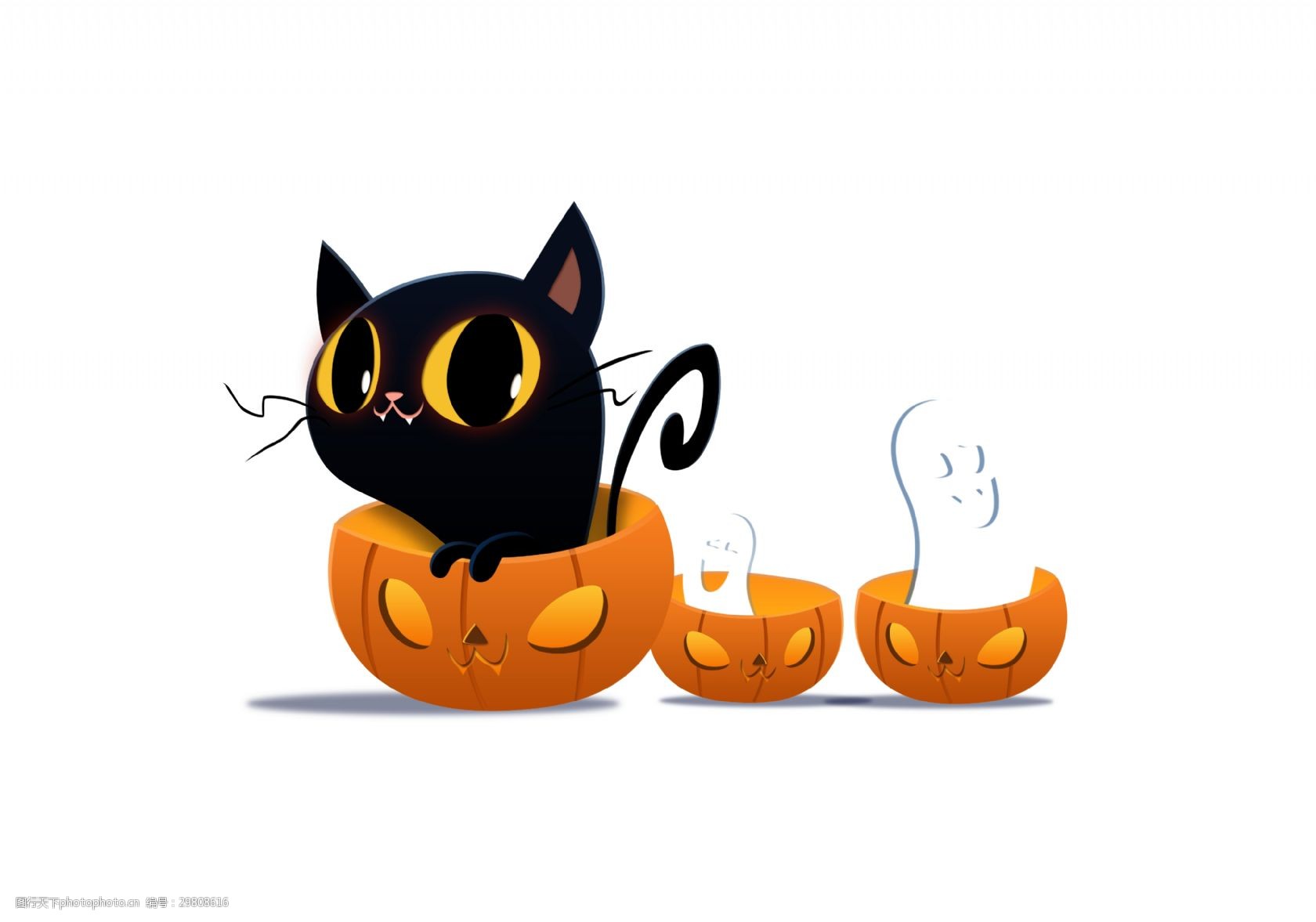 手绘卡通猫咪装饰素材