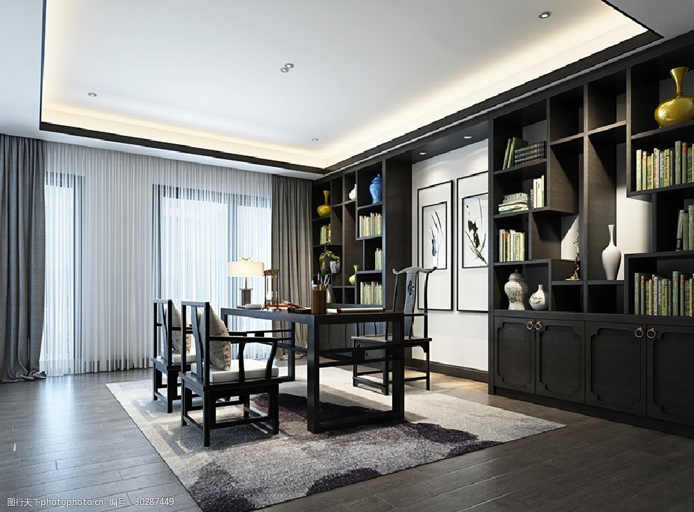 书房书斋3d场景模型