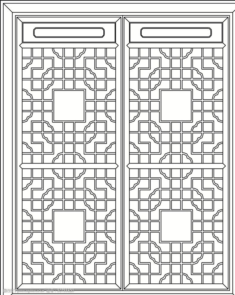 古建花纹镂空花纹古建窗花