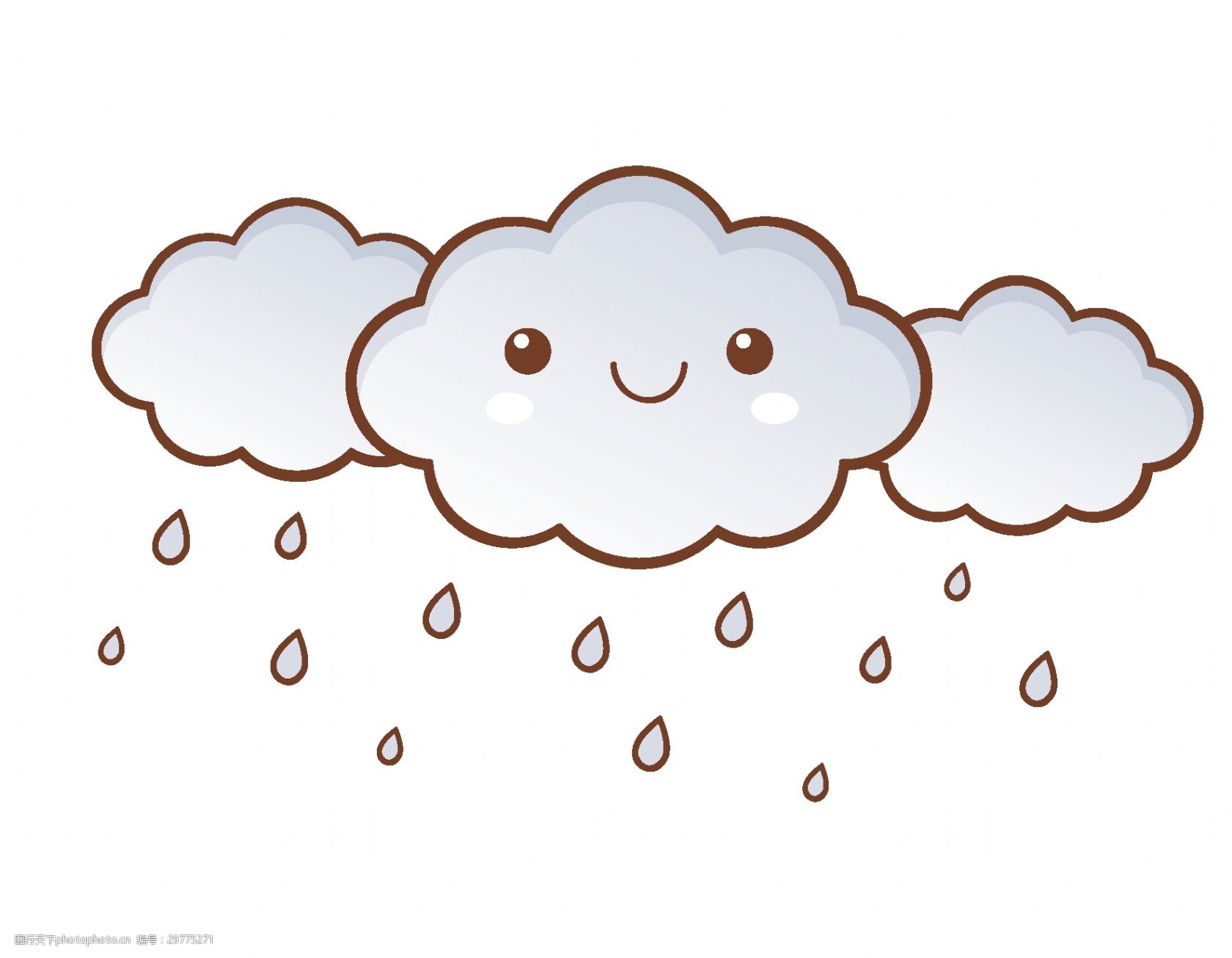 卡通云朵雨滴元素 卡通 小清新 雨滴 天气 矢量元素 手绘 可爱云朵