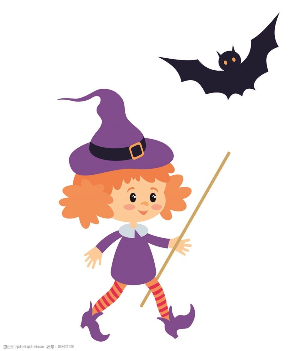 可爱的小巫女矢量元素