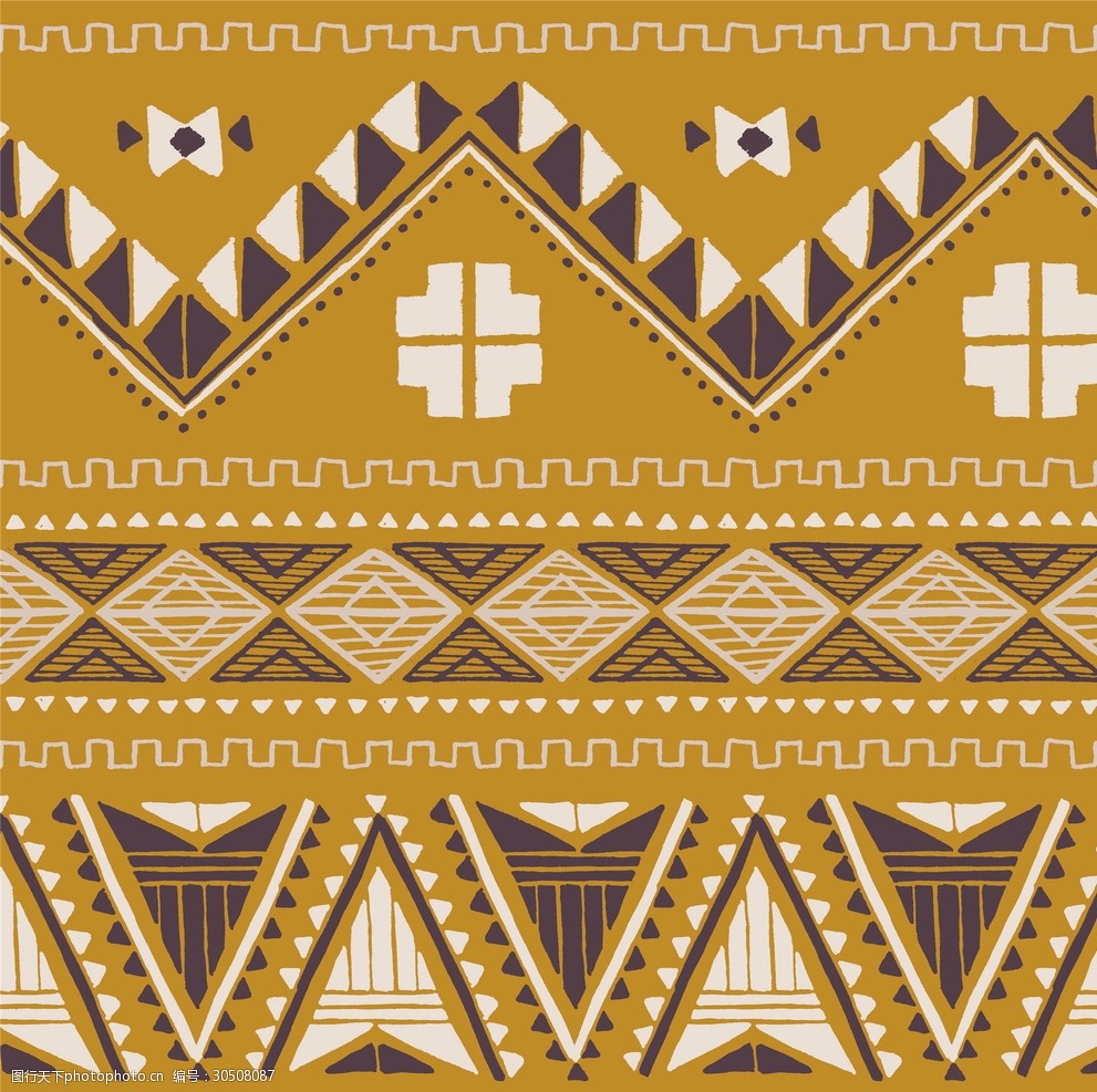 北欧名族风无缝几何抽象图案