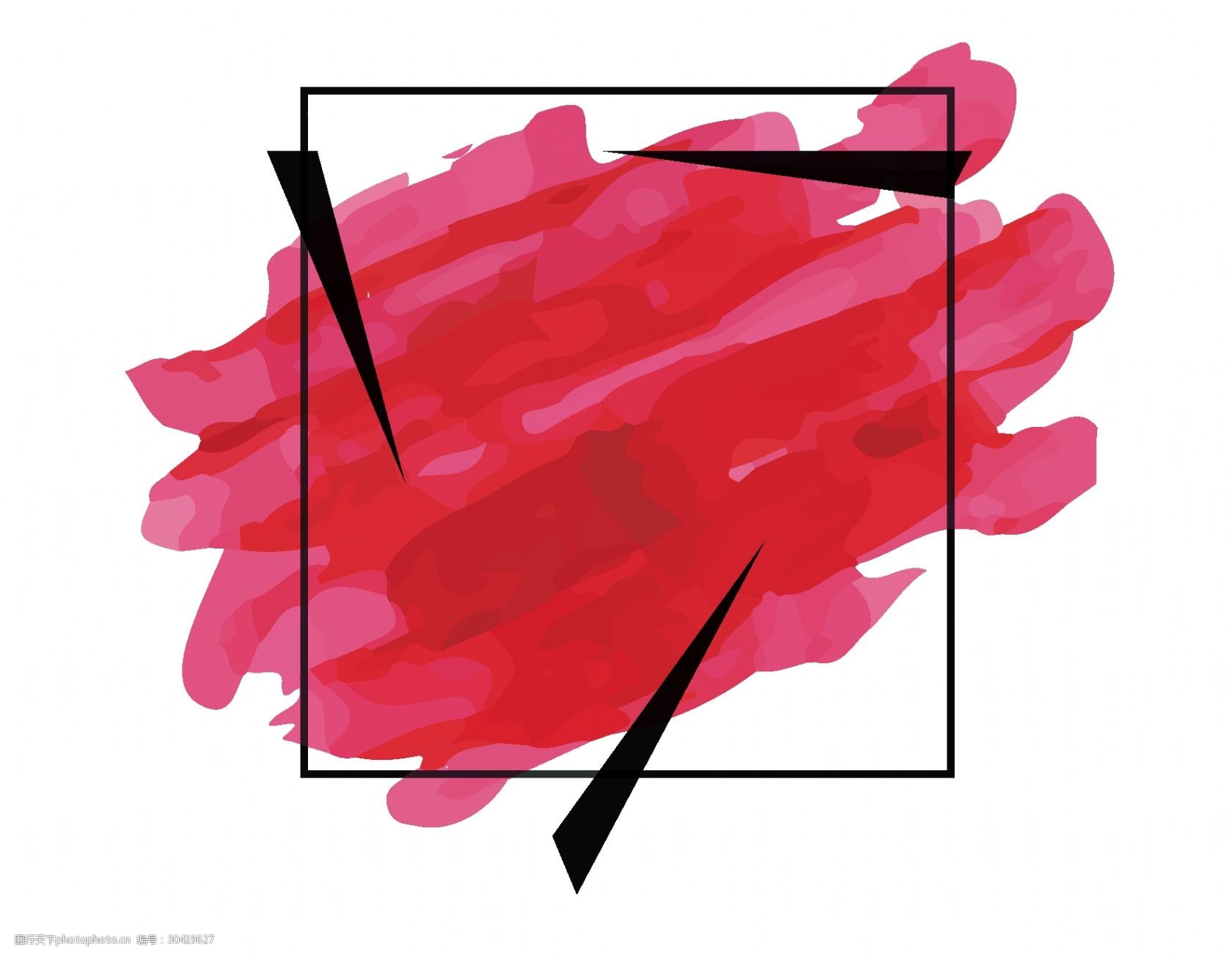 卡通红色水墨边框元素