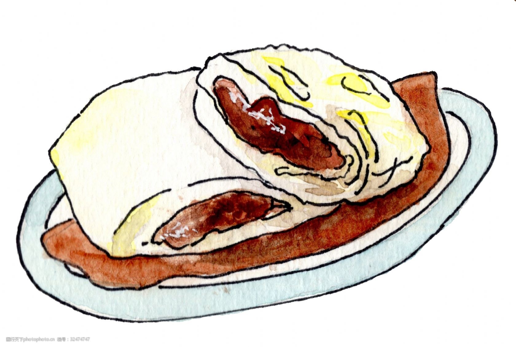 卡通手绘肉馅包子插画