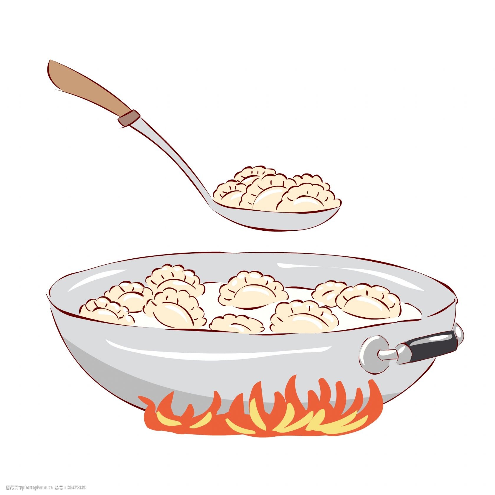煮饺子简笔画图片