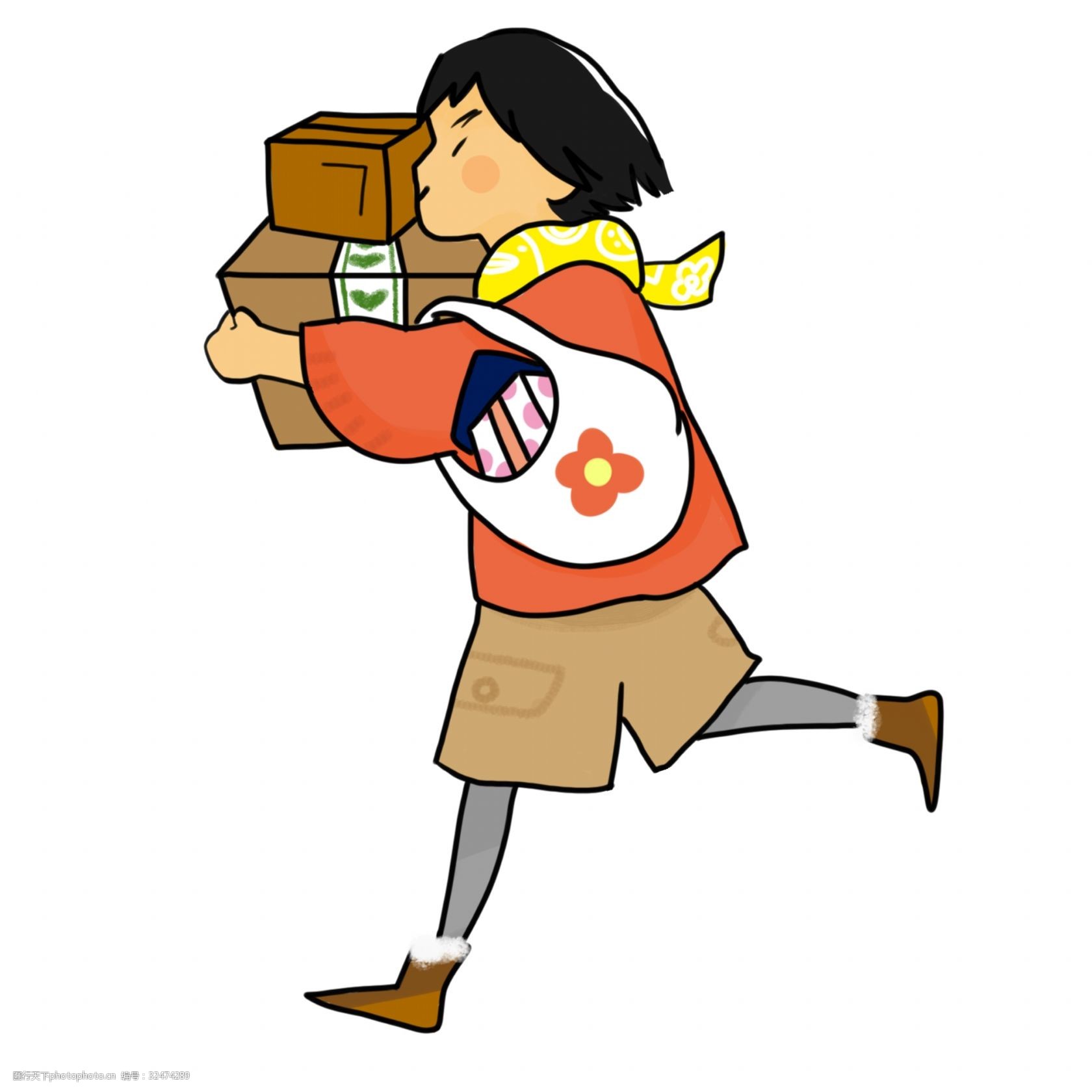 双十一收到快递后飞奔回家的少年