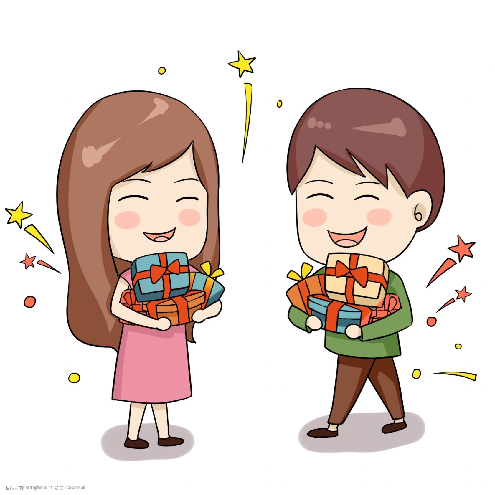 好运系列卡通插画好运得到很多礼物