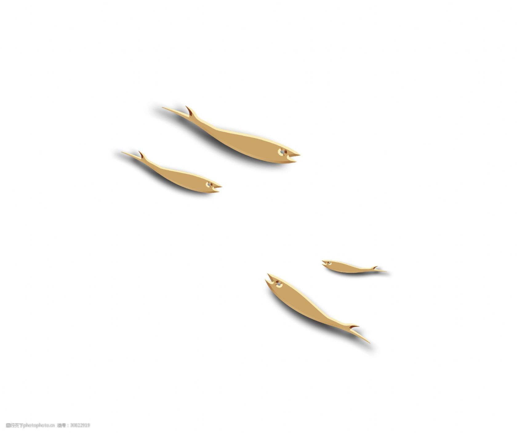 金色扁平鱼儿装饰素材