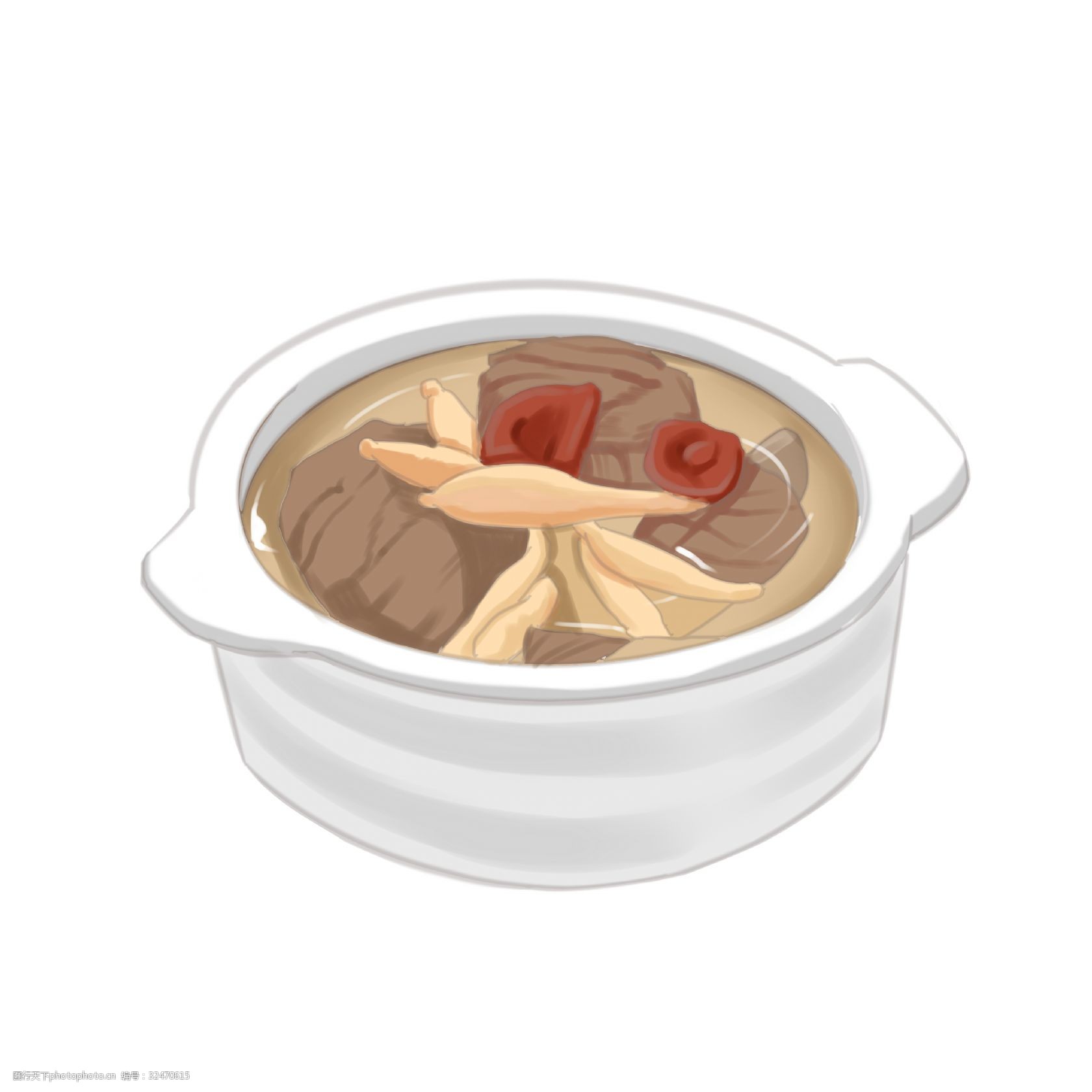 手绘冬季进补养生汤插画