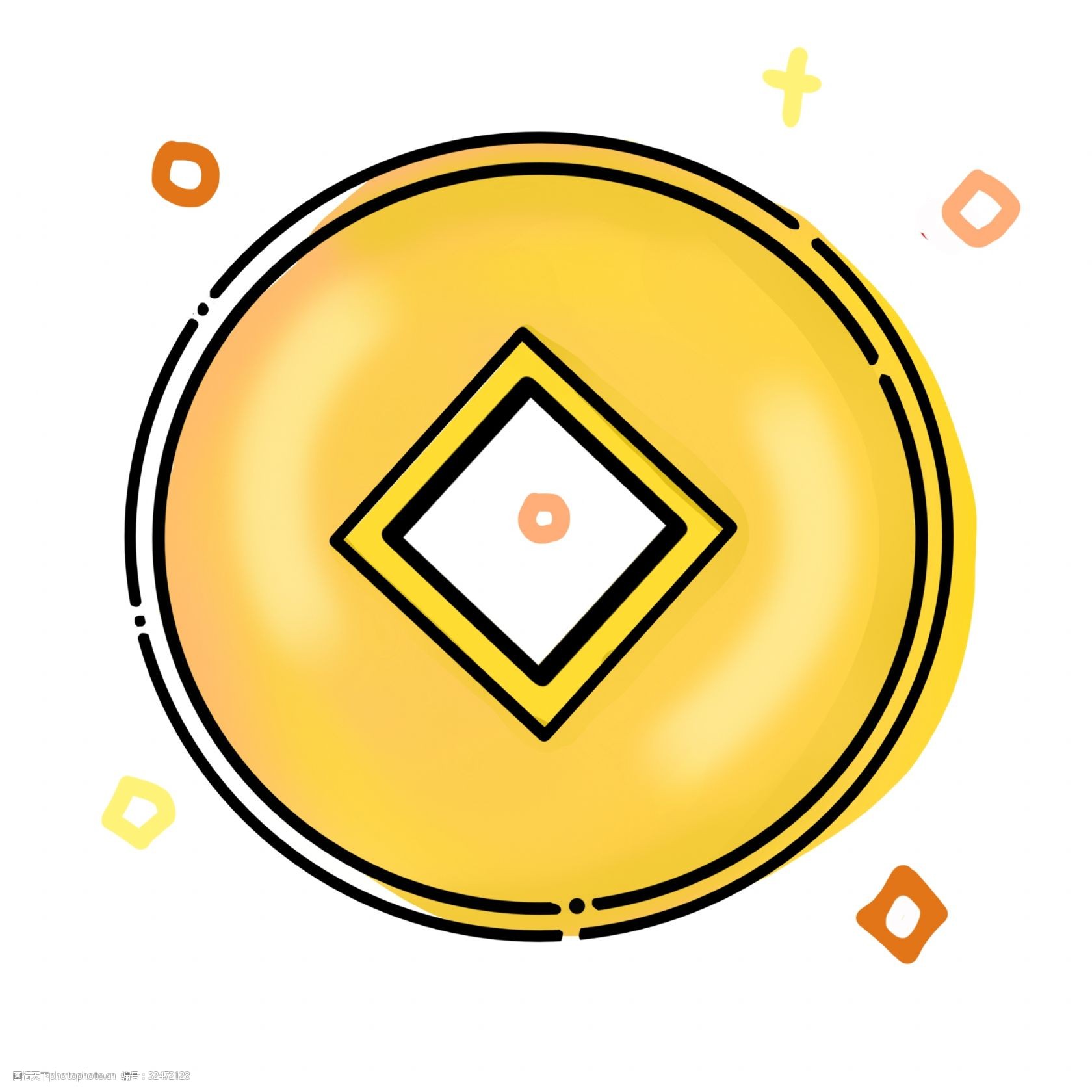 手绘mbe风格金钱插画