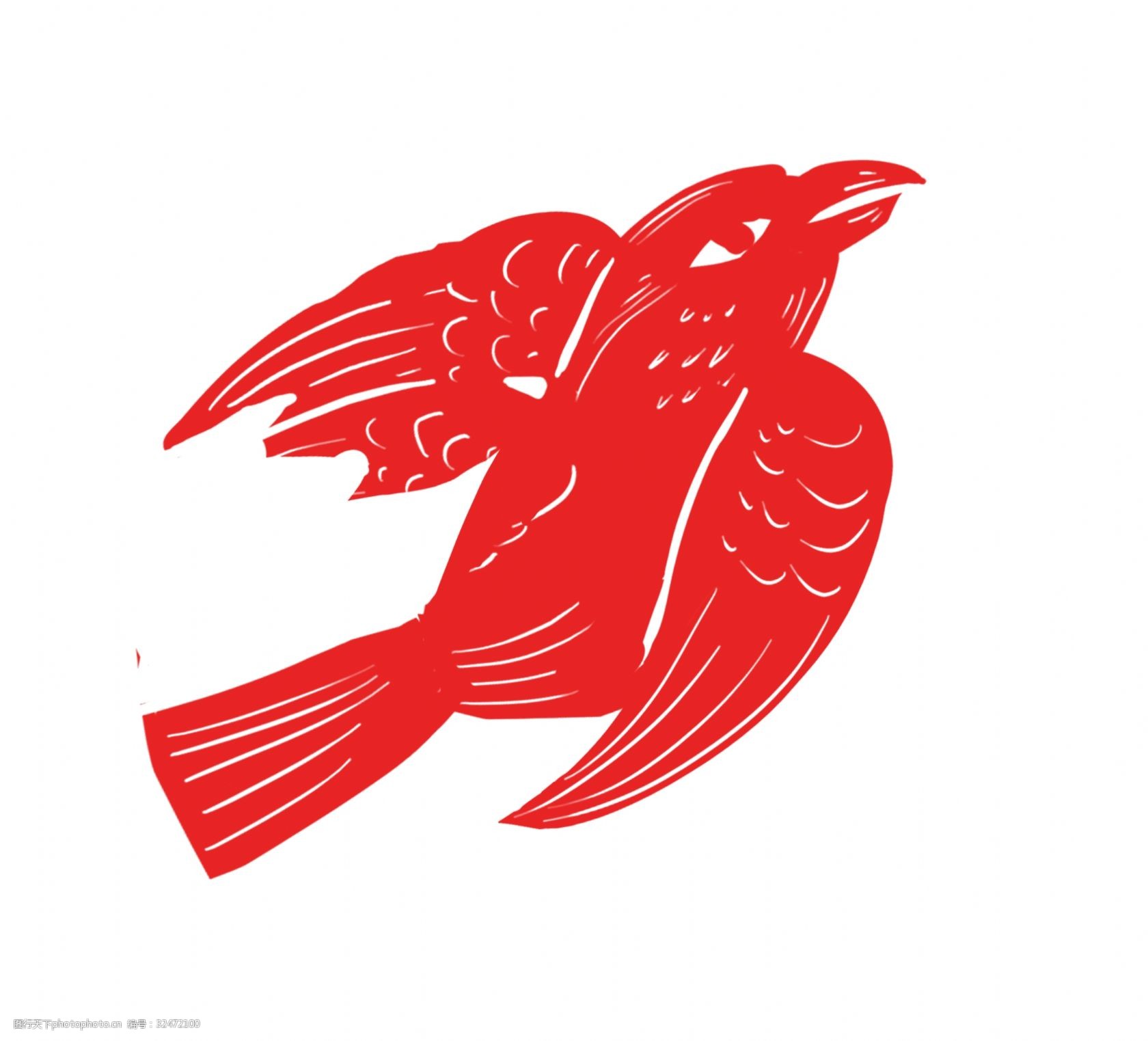 手绘剪纸喜鹊插画