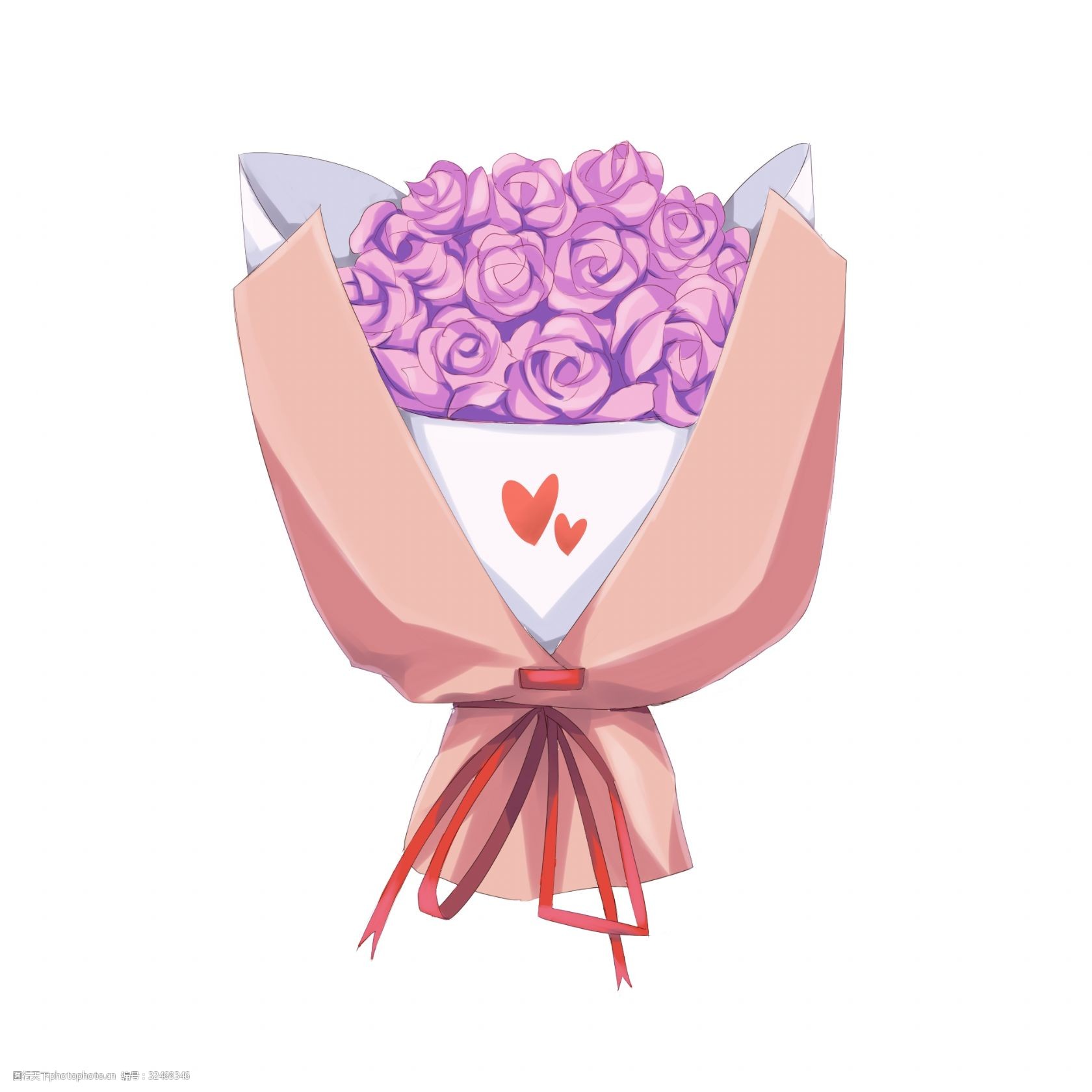 手绘玫瑰花卡通插画