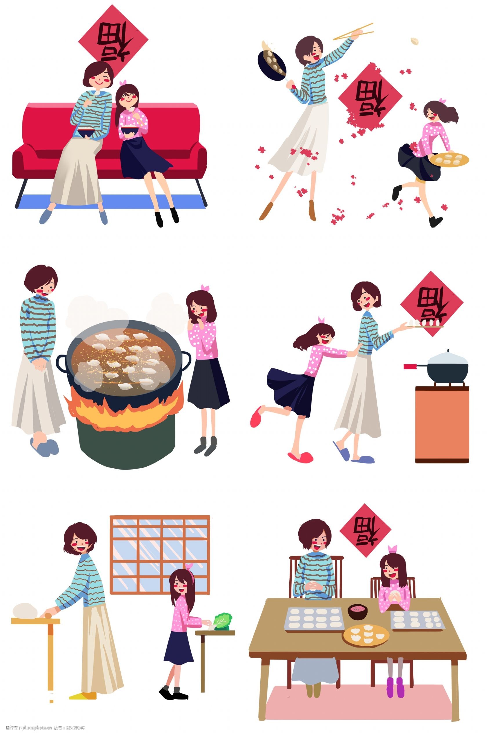 包饺子的详细步骤卡通图片