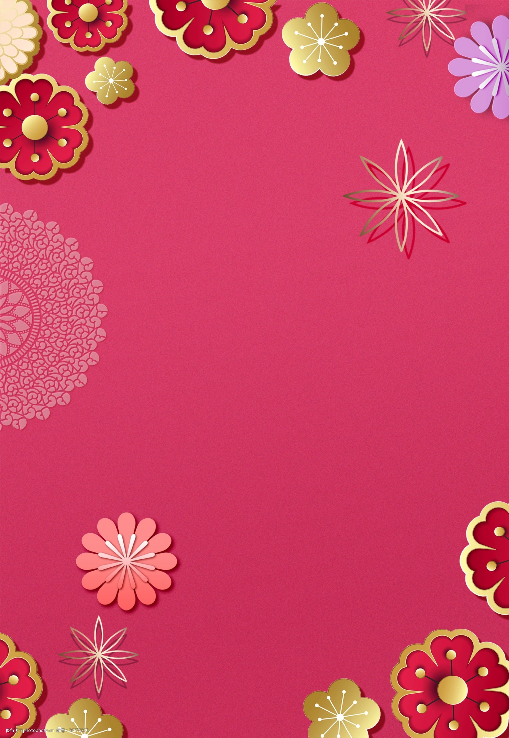 中国风猪年新春花朵背景素材图片 图行天下素材网