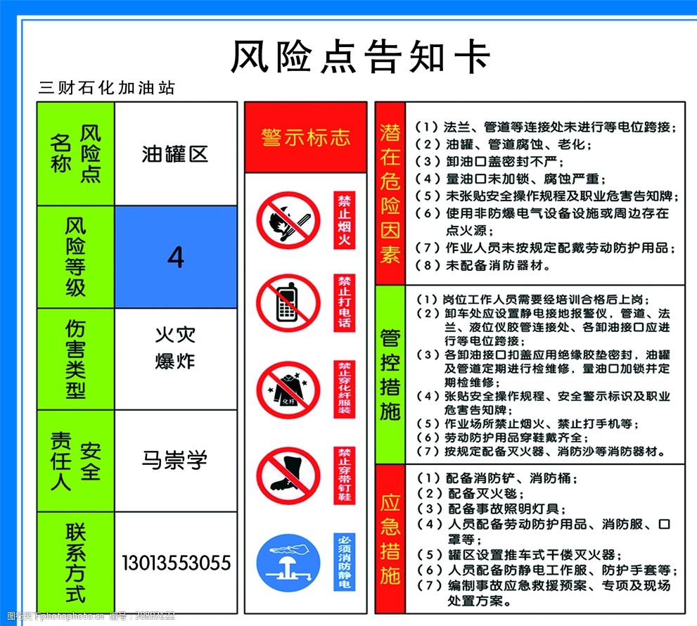 加油站风险点告知卡