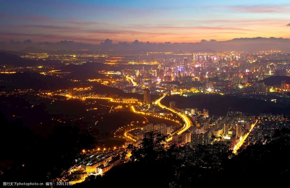 深圳城市夜景全景城市远景