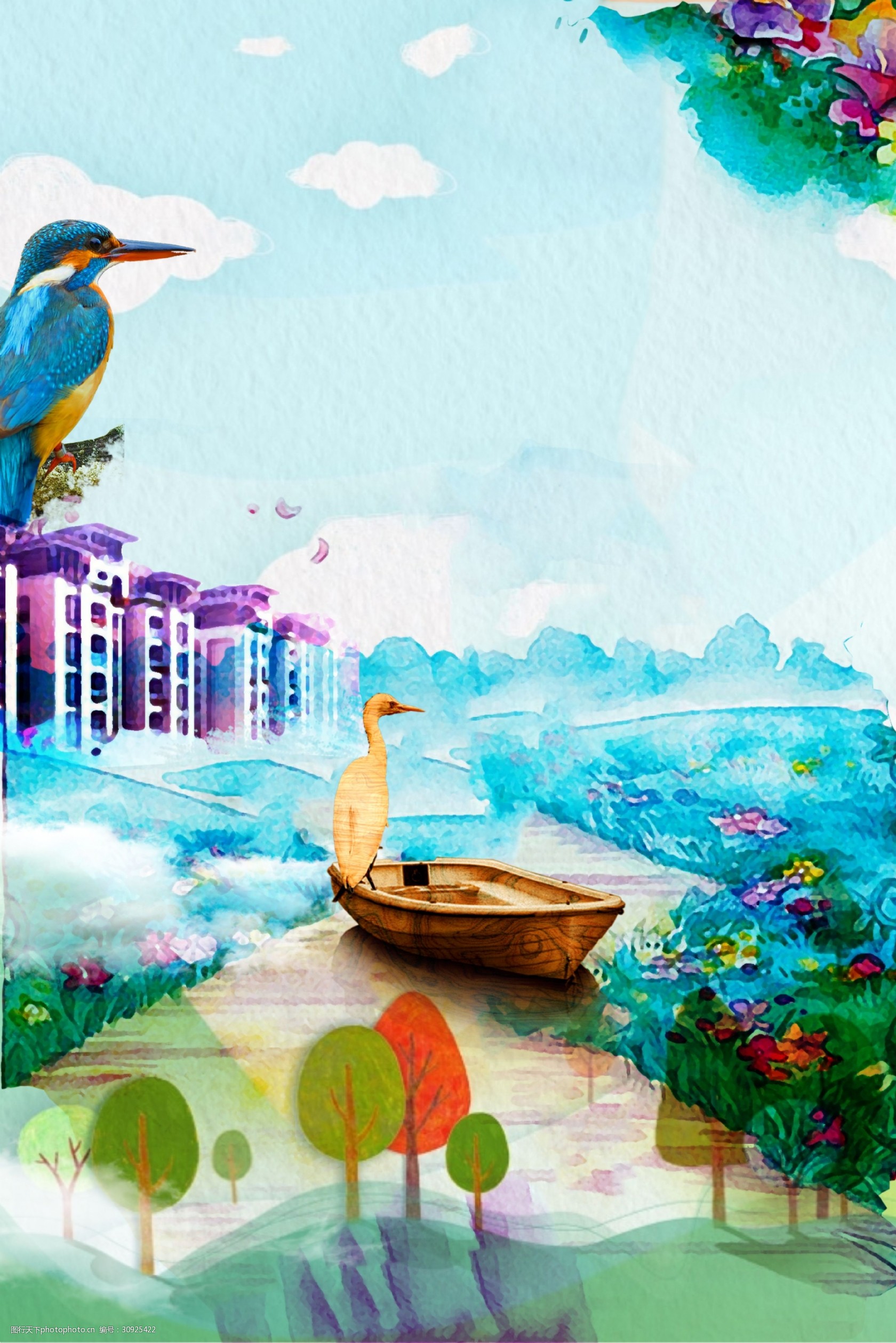 彩绘现代商业地产背景设计