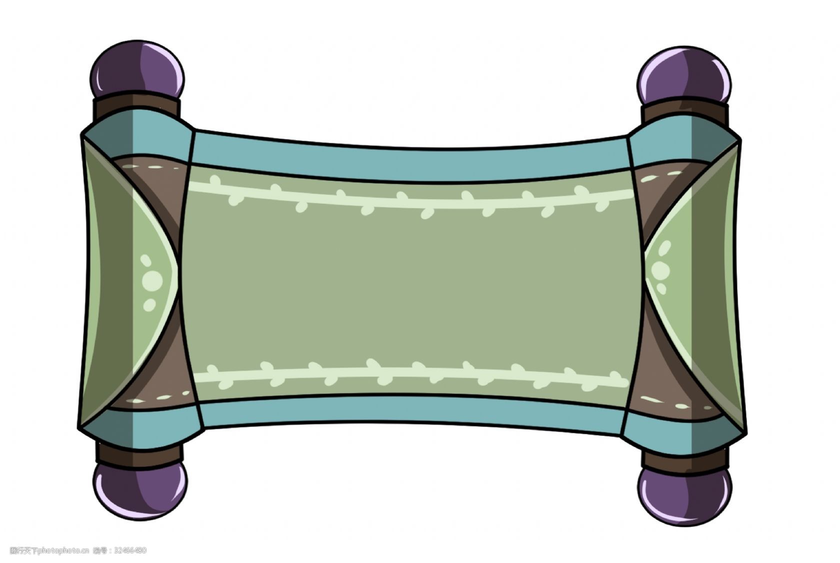 手绘线条卷轴插画