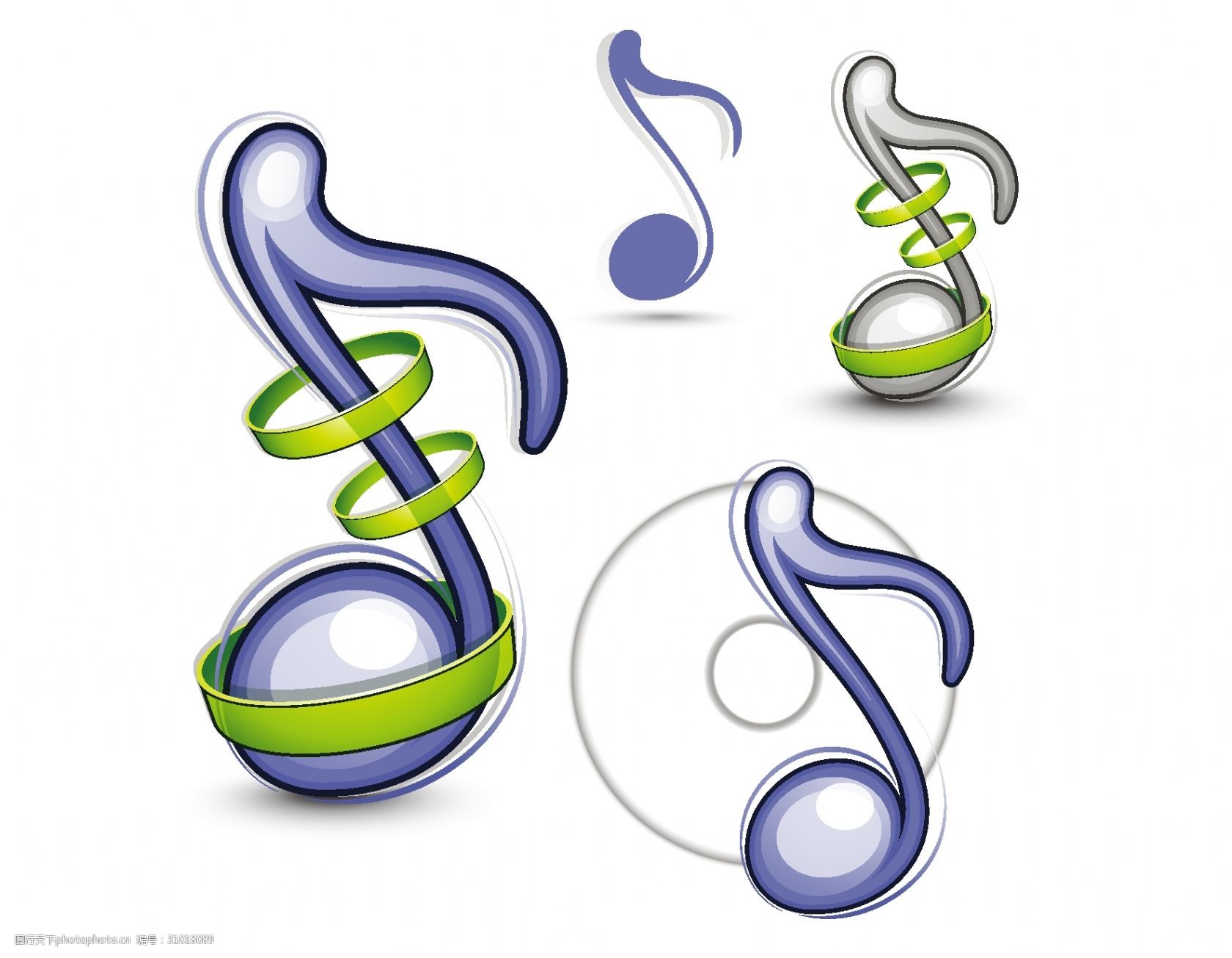 矢量彩色音符元素