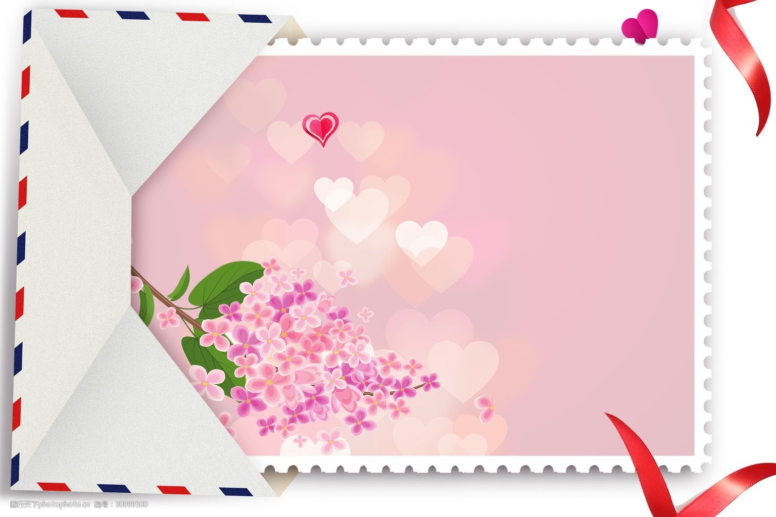 美妆玫瑰信封背景psd