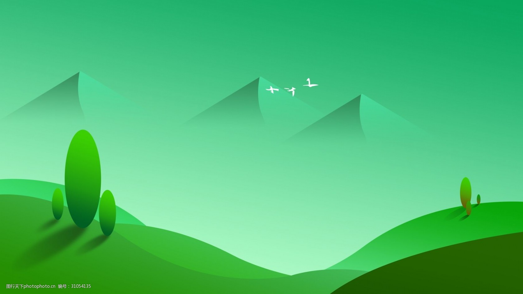 绿色卡通风景背景设计