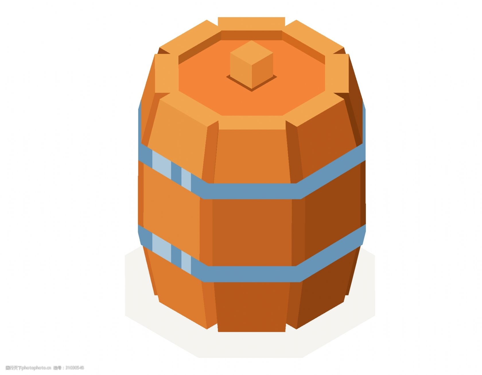 卡通木桶酒桶元素