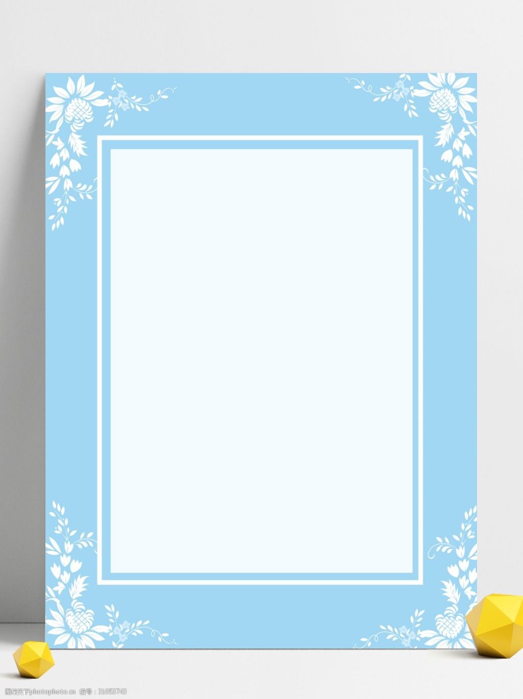 清新蓝色花朵边框背景设计