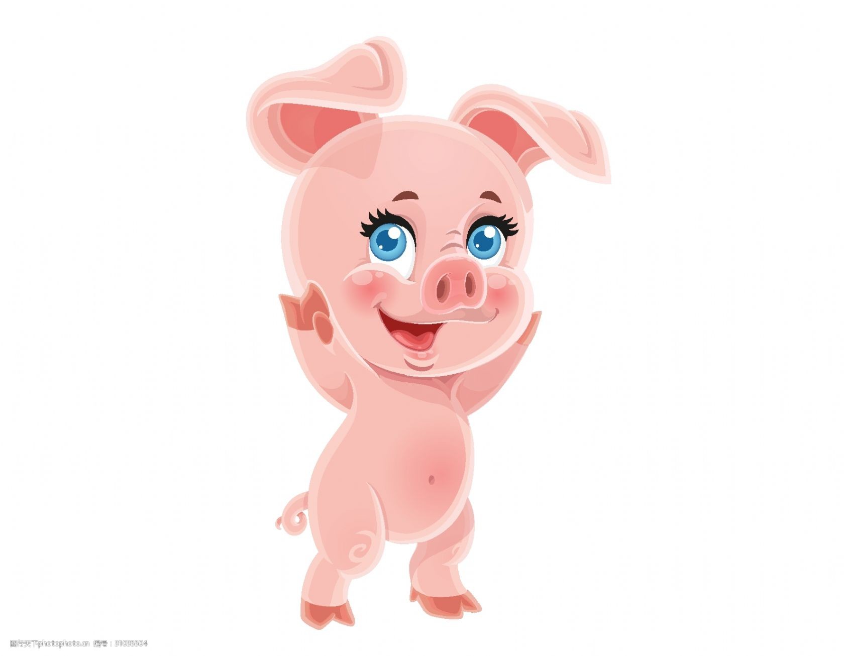 矢量卡通粉色小猪元素