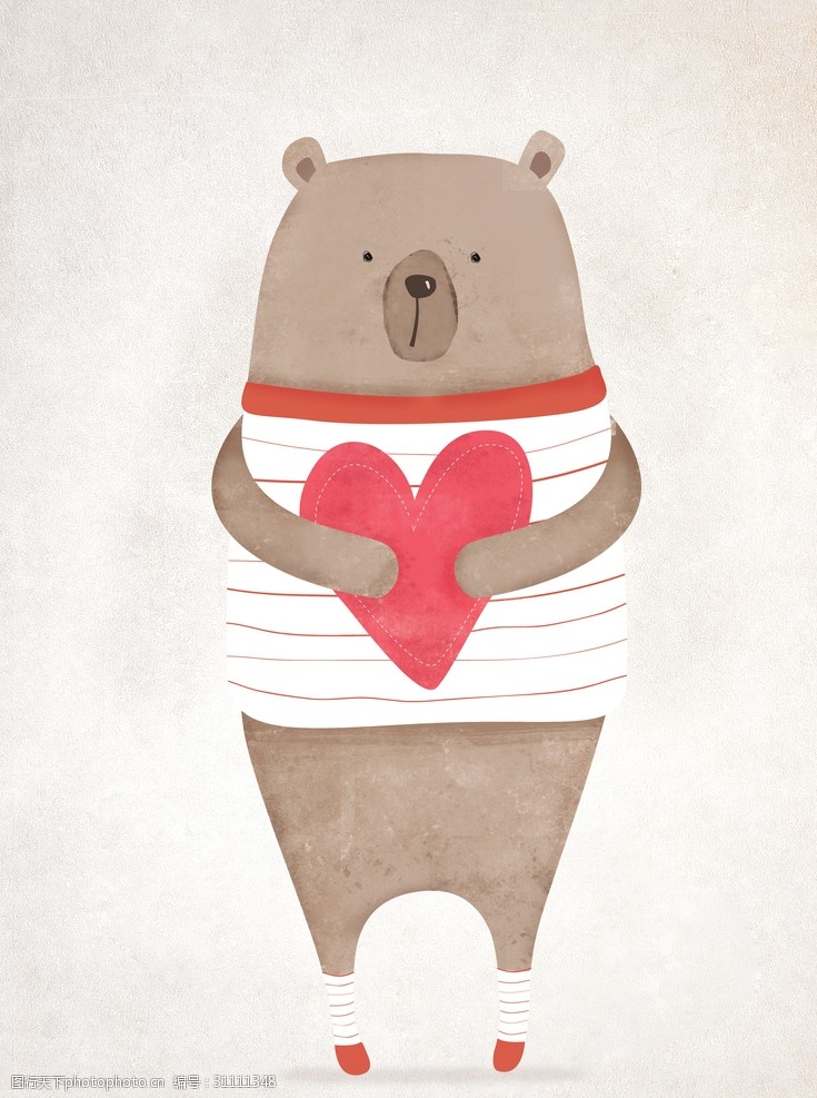 北欧小清新手拿爱心的熊