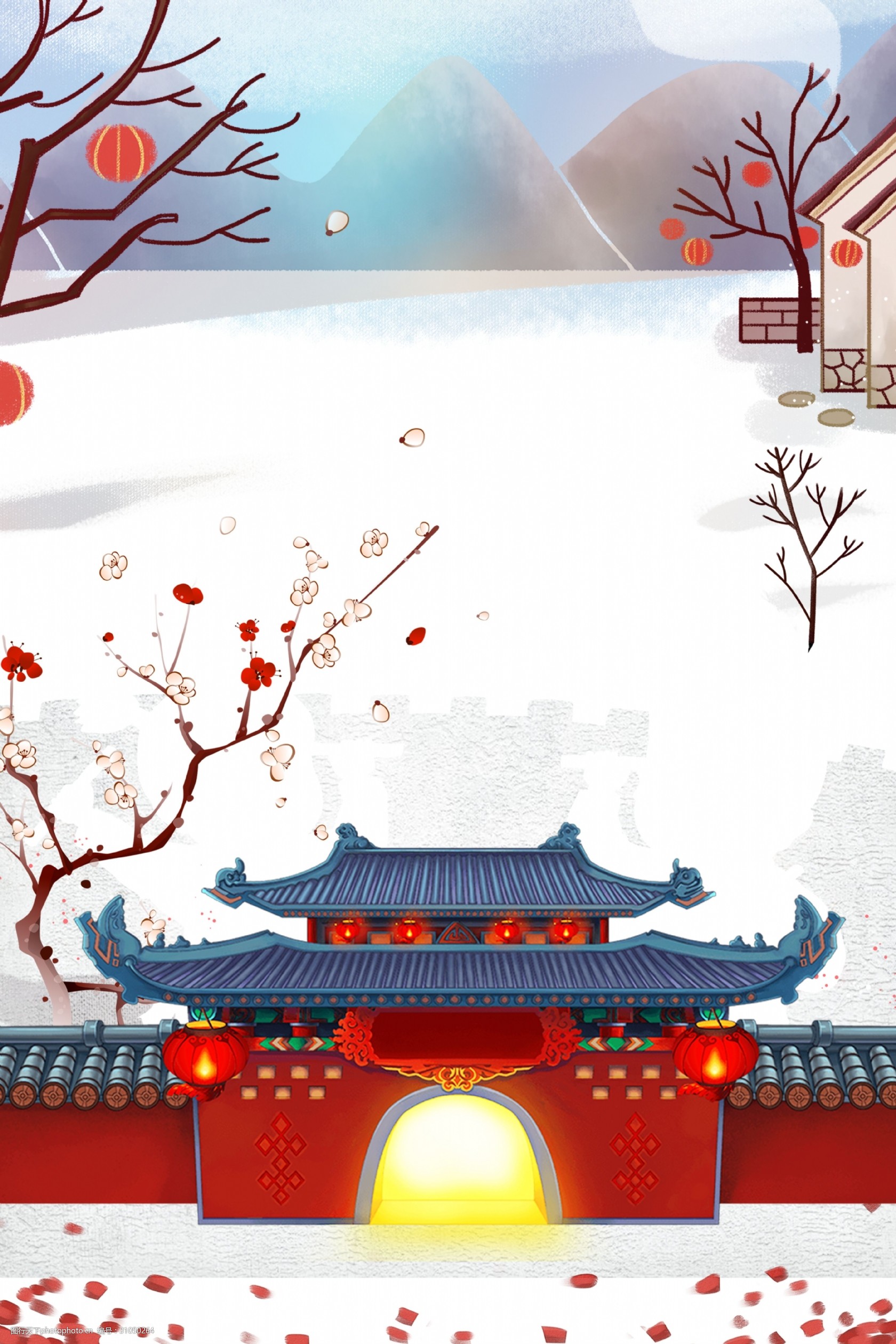 冬季新年元宵背景设计