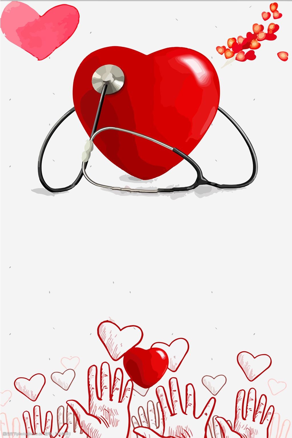 蓝色红丝带医疗爱心展板背景