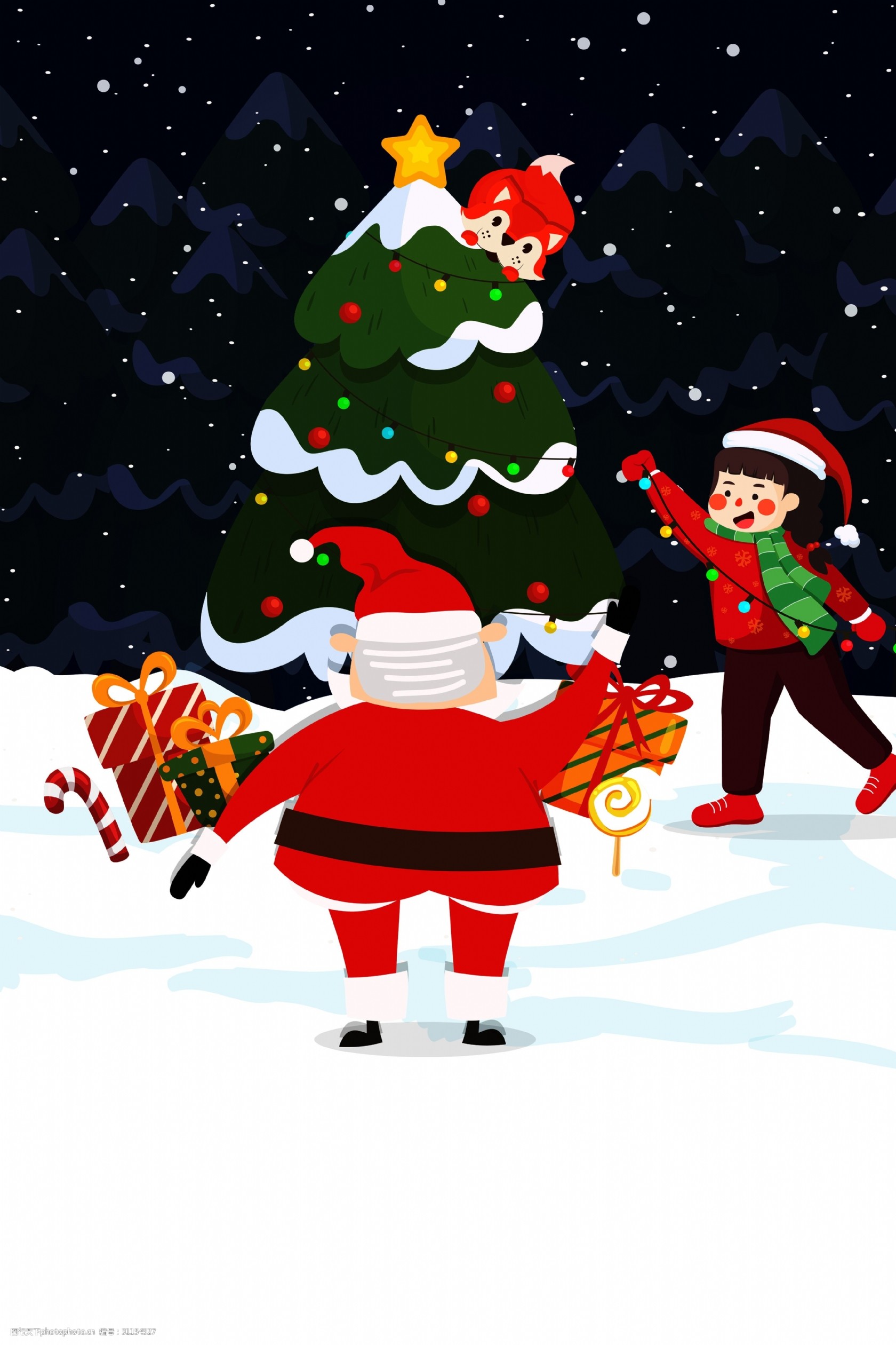 卡通圣诞节平安夜背景素材