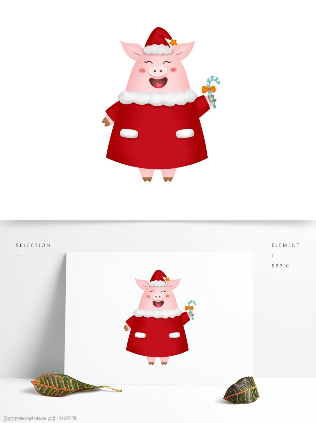 2019年卡通猪猪圣诞节卡通猪可商用元素