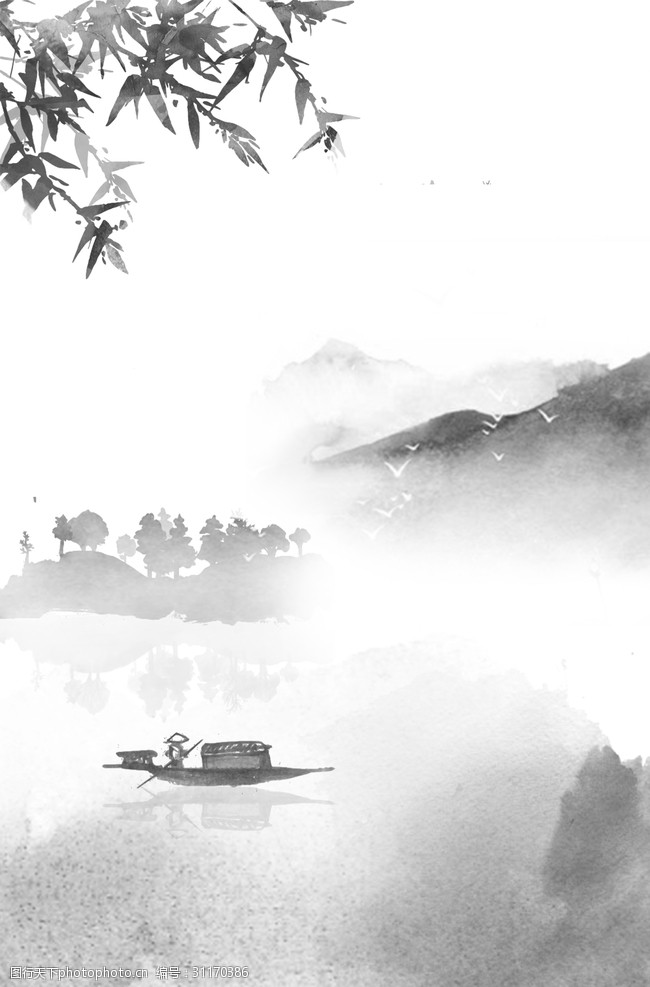 中国风山水水墨画